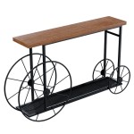Κονσόλα Bike pakoworld χρώμα μαύρο-καρυδί 148x28x85εκ Κονσόλα Bike pakoworld χρώμα μαύρο-καρυδί 148x28x85εκ