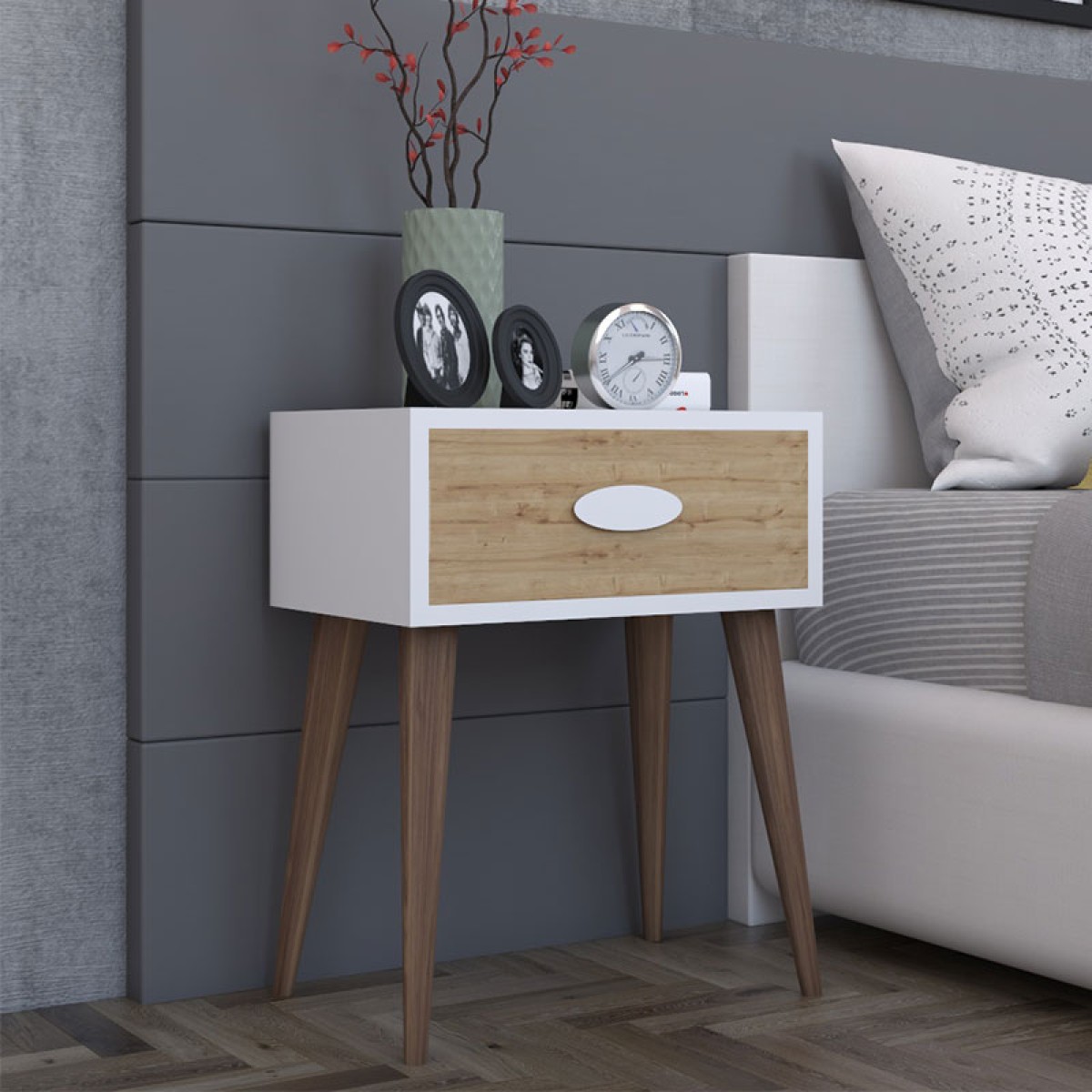 Κομοδίνο Laber pakoworld με ένα συρτάρι καρυδί-λευκό-sonoma 45x30x57.5εκ Κομοδίνο Laber pakoworld με ένα συρτάρι καρυδί-λευκό-sonoma 45x30x57.5εκ