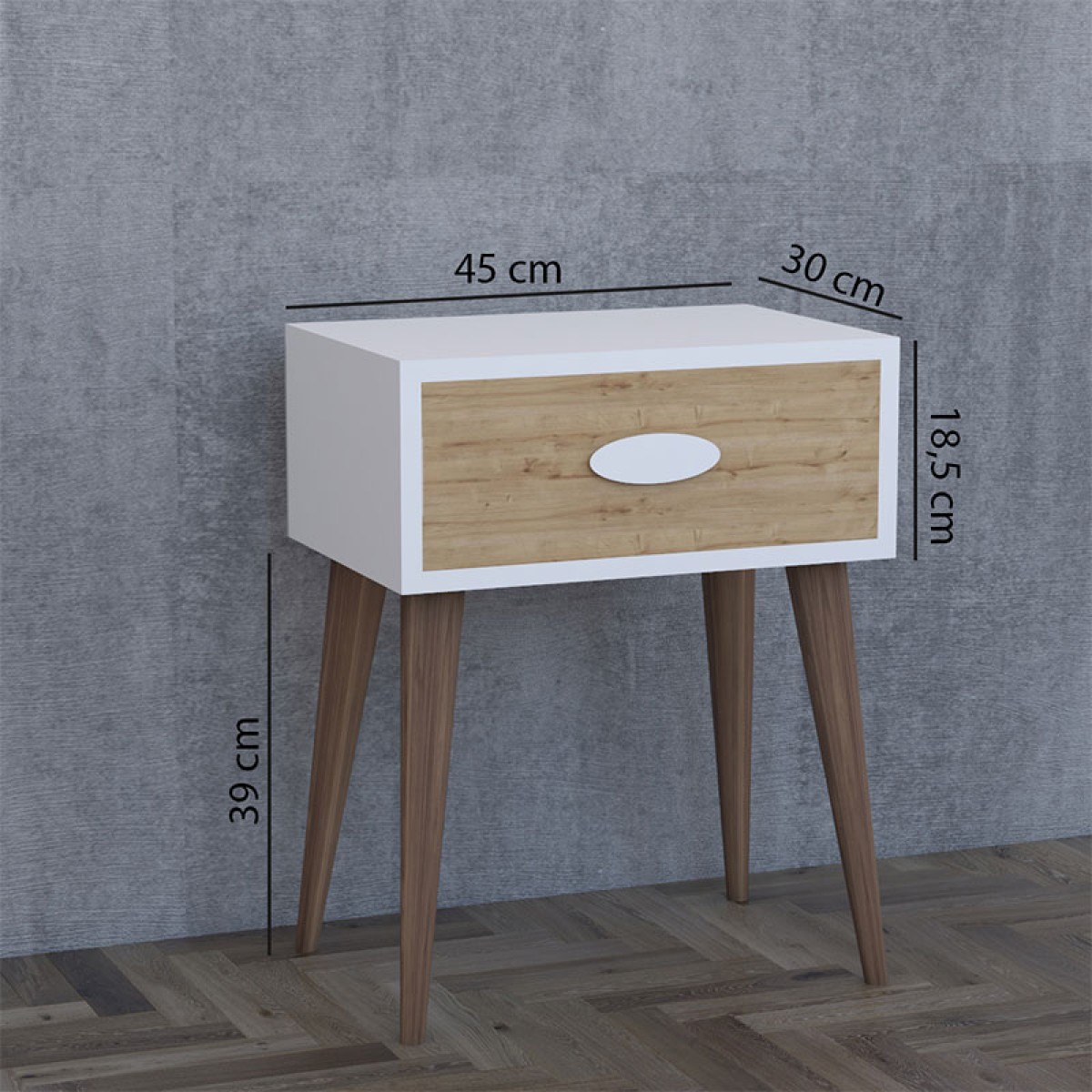 Κομοδίνο Laber pakoworld με ένα συρτάρι καρυδί-λευκό-sonoma 45x30x57.5εκ Κομοδίνο Laber pakoworld με ένα συρτάρι καρυδί-λευκό-sonoma 45x30x57.5εκ