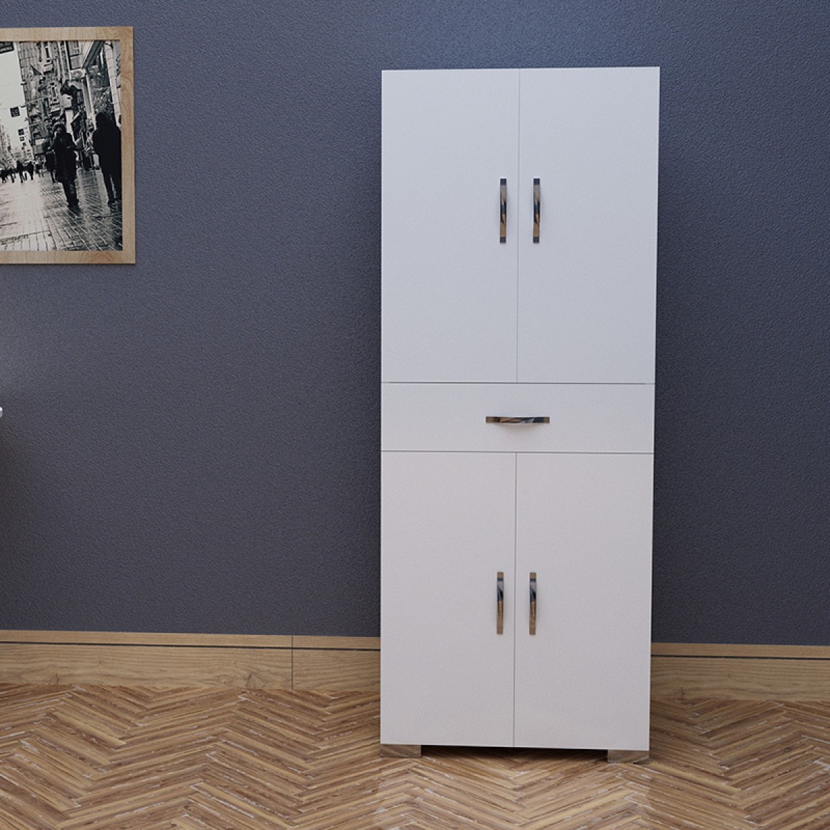 Ντουλάπα-στήλη Milou pakoworld λευκό 59x34.5x140εκ Ντουλάπα-στήλη Milou pakoworld λευκό 59x34.5x140εκ