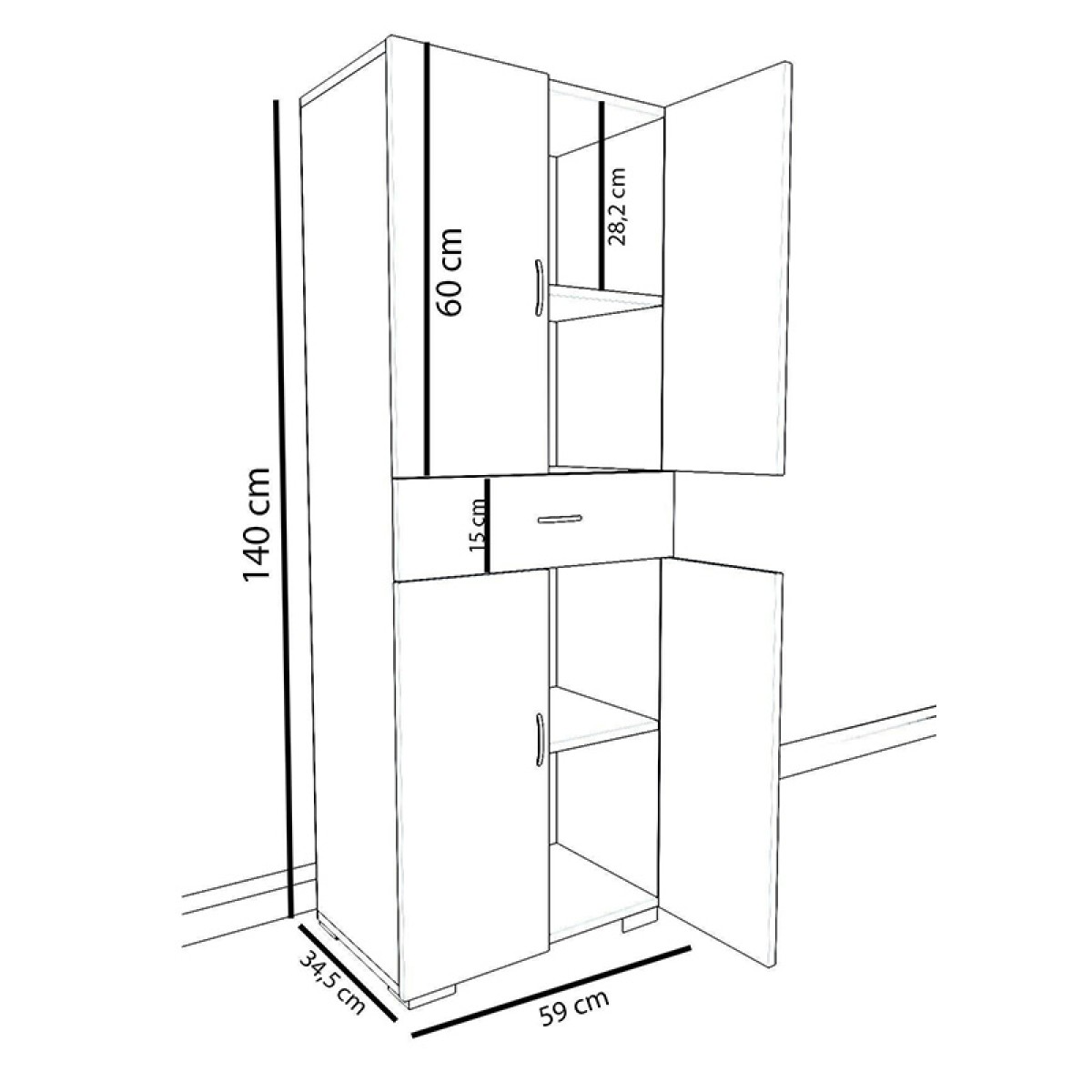 Ντουλάπα-στήλη Milou pakoworld λευκό 59x34.5x140εκ Ντουλάπα-στήλη Milou pakoworld λευκό 59x34.5x140εκ