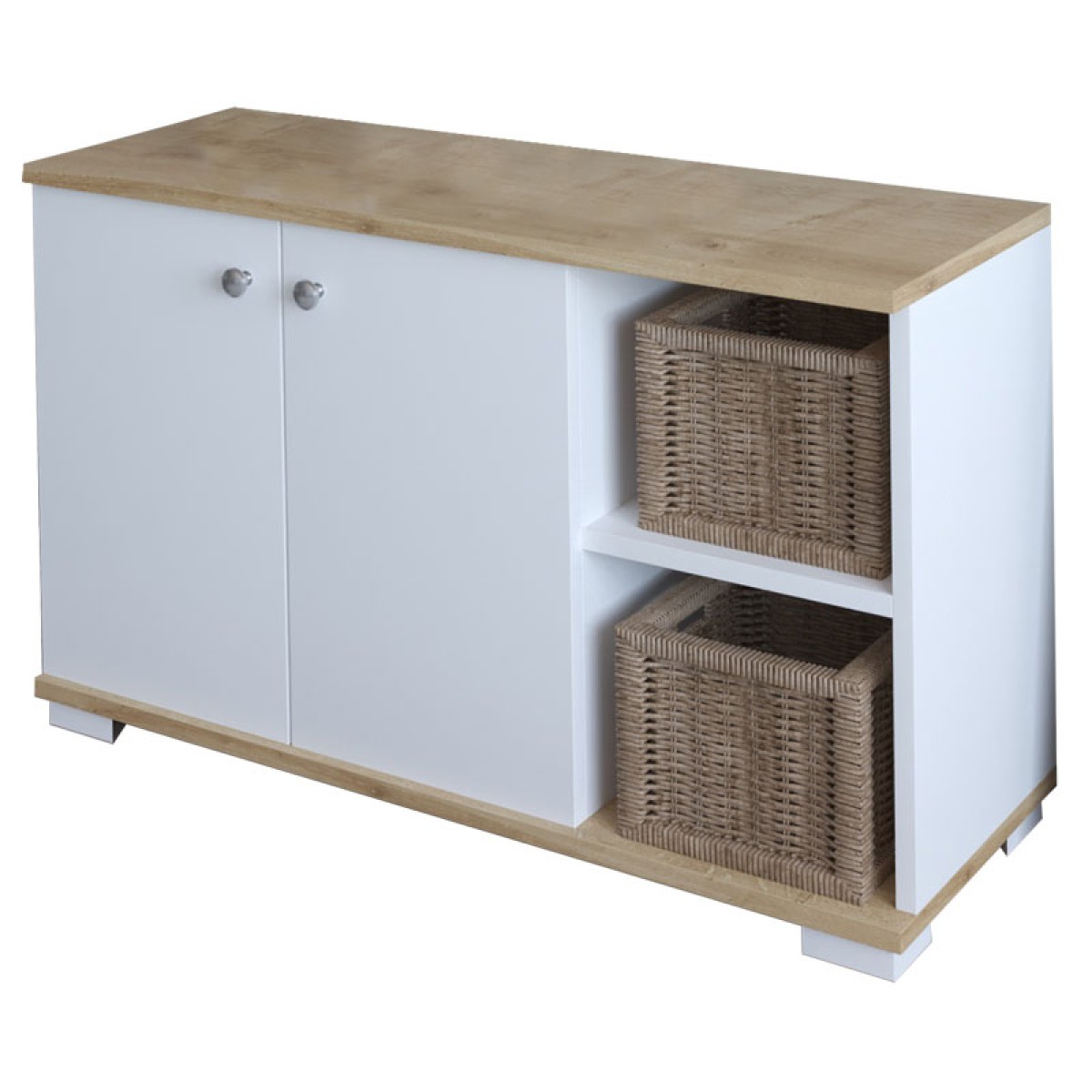 Έπιπλο εισόδου Deril pakoworld λευκό-sonoma 90x33x52.5εκ Έπιπλο εισόδου Deril pakoworld λευκό-sonoma 90x33x52.5εκ