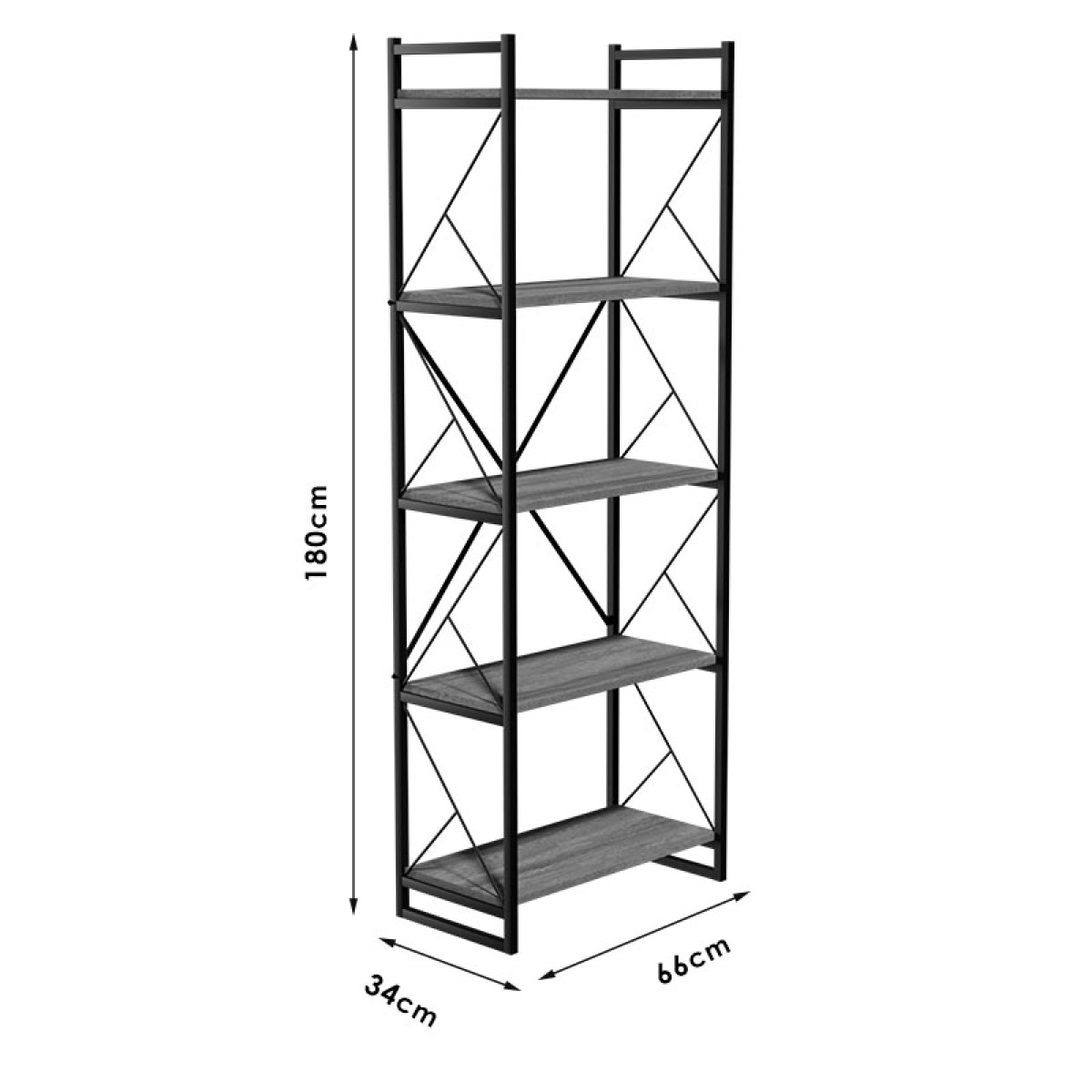 Βιβλιοθήκη Baker pakoworld καρυδί-μαύρο 66x34x180εκ Βιβλιοθήκη Baker pakoworld καρυδί-μαύρο 66x34x180εκ