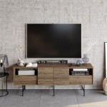 Έπιπλο τηλεόρασης Kevan pakoworld καρυδί-μαύρο πόδι 180x35x65εκ Έπιπλο τηλεόρασης Kevan pakoworld καρυδί-μαύρο πόδι 180x35x65εκ