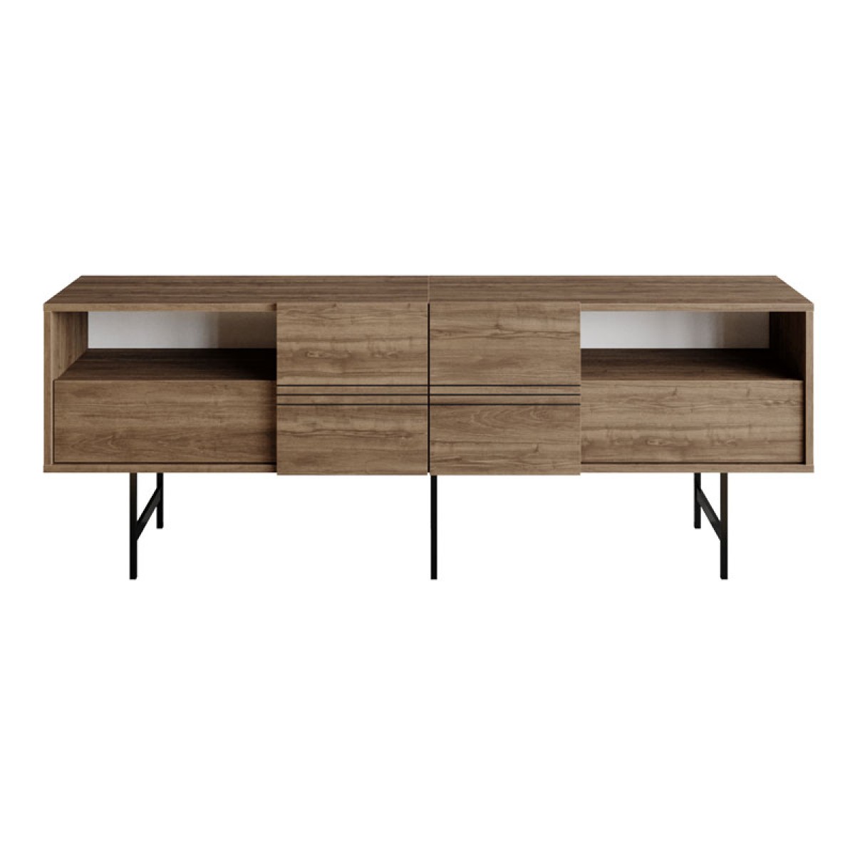 Έπιπλο τηλεόρασης Kevan pakoworld καρυδί-μαύρο πόδι 180x35x65εκ Έπιπλο τηλεόρασης Kevan pakoworld καρυδί-μαύρο πόδι 180x35x65εκ
