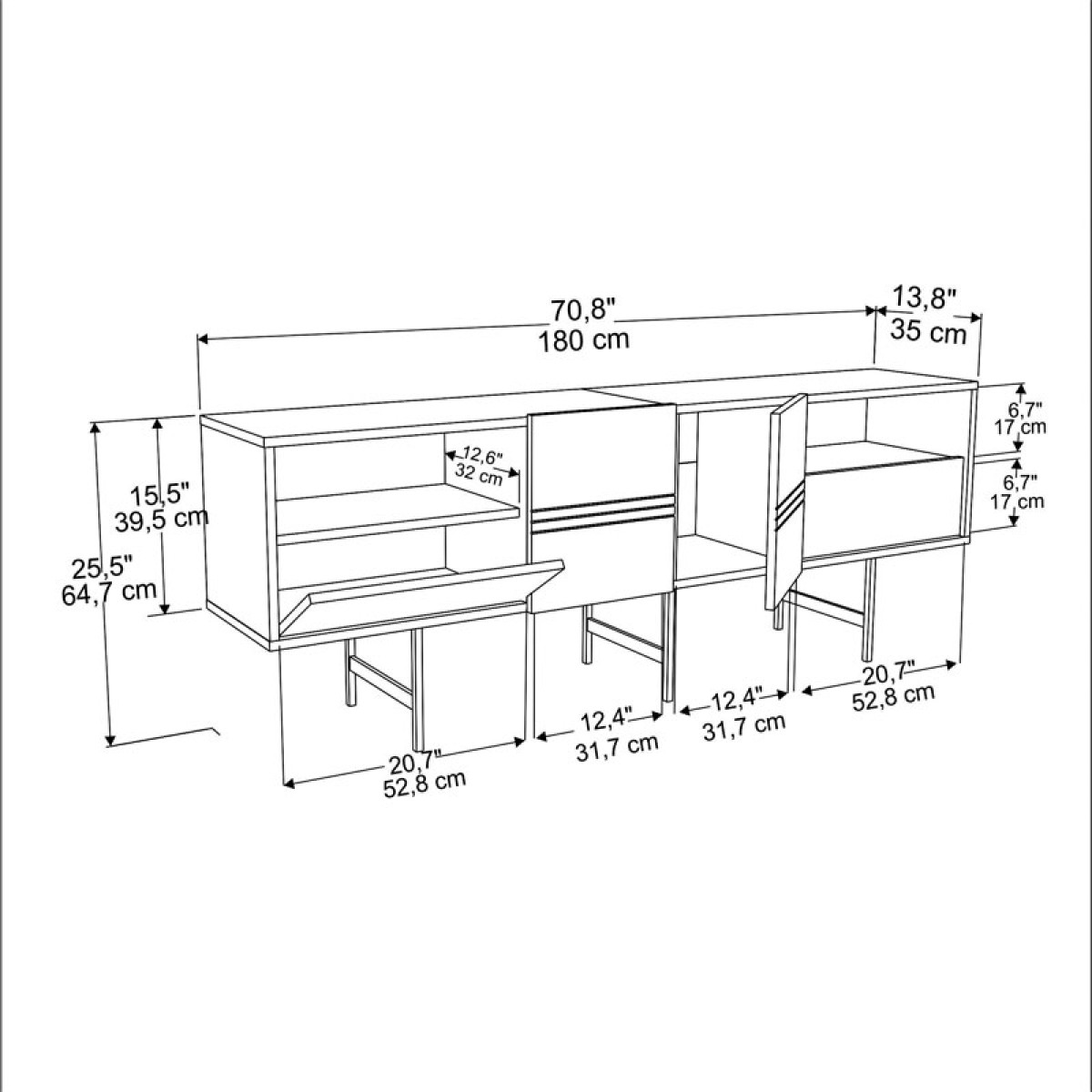 Έπιπλο τηλεόρασης Kevan pakoworld καρυδί-μαύρο πόδι 180x35x65εκ Έπιπλο τηλεόρασης Kevan pakoworld καρυδί-μαύρο πόδι 180x35x65εκ