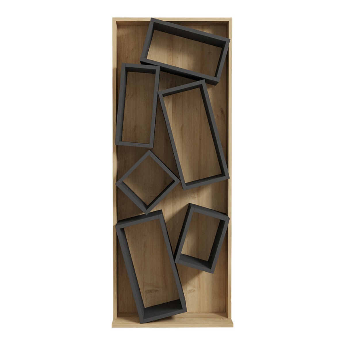 Βιβλιοθήκη Jamey pakoworld φυσικό-ανθρακί 60x24x153,6εκ Βιβλιοθήκη Jamey pakoworld φυσικό-ανθρακί 60x24x153,6εκ