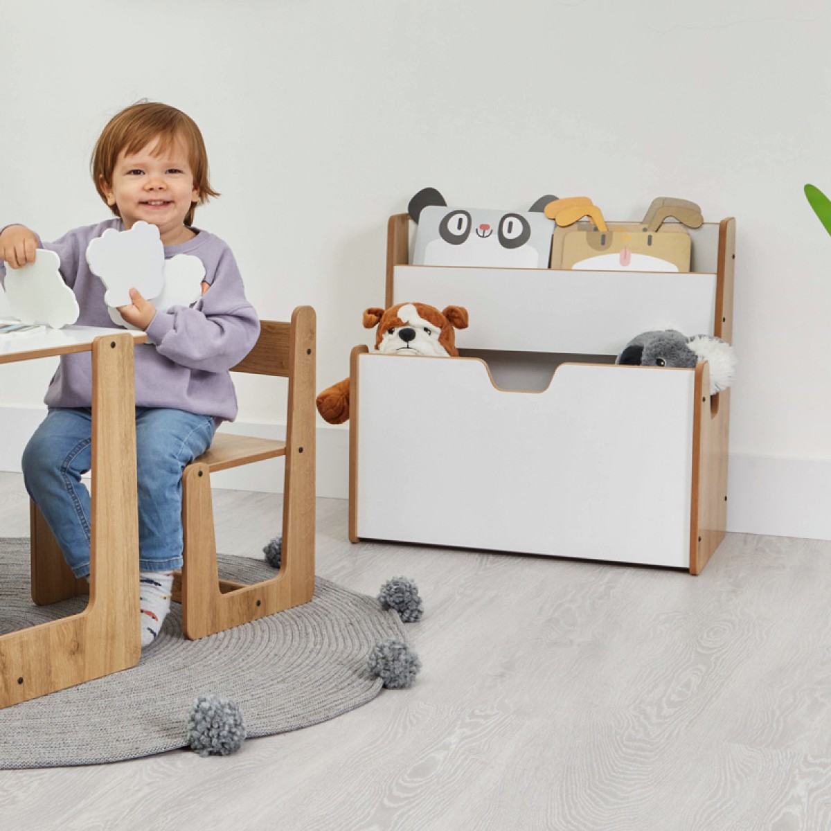 Ραφιέρα Crane pakoworld φυσικό-λευκό mdf 57x34x55εκ Ραφιέρα Crane pakoworld φυσικό-λευκό mdf 57x34x55εκ