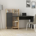Γραφείο εργασίας με ραφιέρα Calisma pakoworld σε oak-ανθρακί απόχρωση 135x60x111εκ Γραφείο εργασίας με ραφιέρα Calisma pakoworld σε oak-ανθρακί απόχρωση 135x60x111εκ