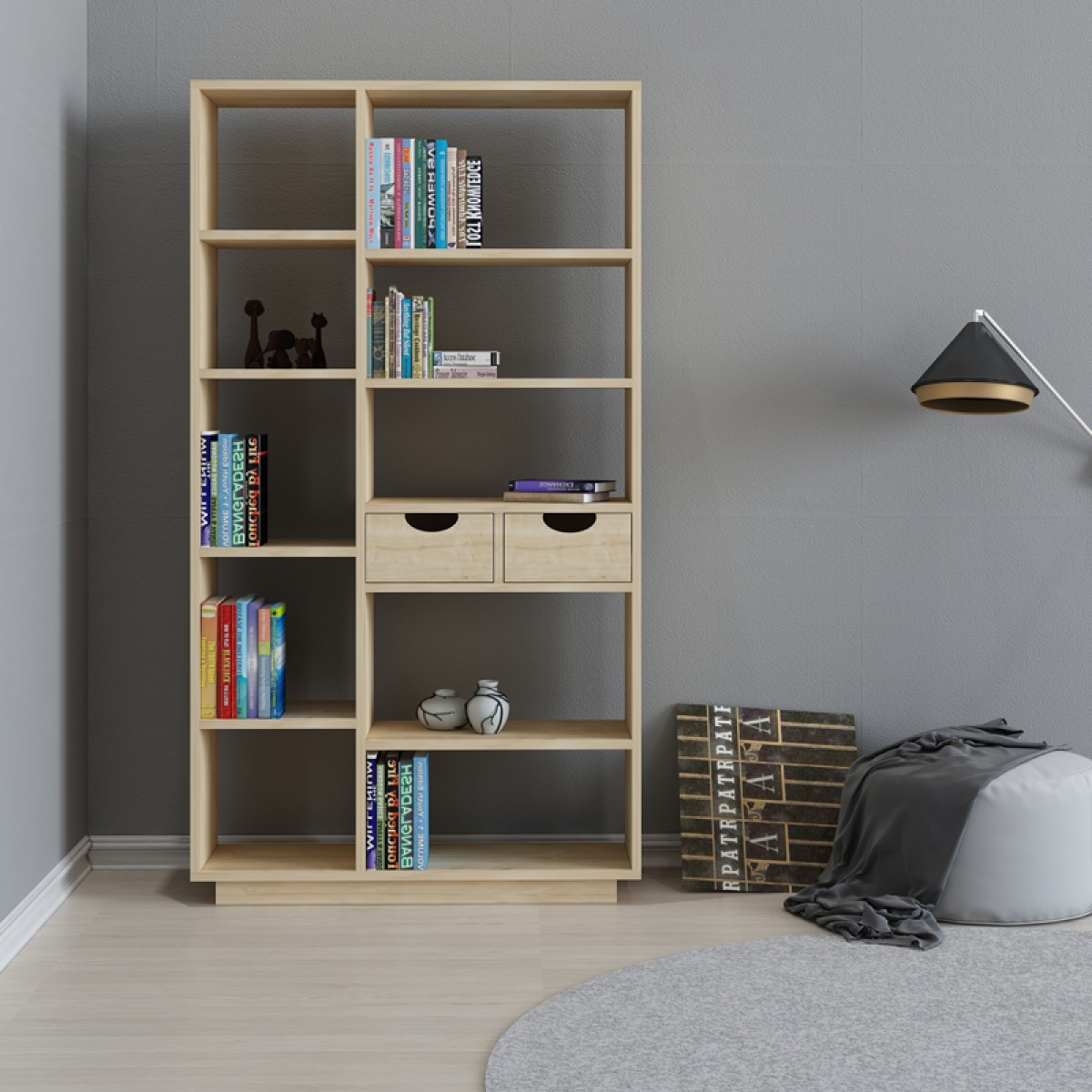 Βιβλιοθήκη με συρτάρια Dakin pakoworld σε oak απόχρωση 80x25x190εκ Βιβλιοθήκη με συρτάρια Dakin pakoworld σε oak απόχρωση 80x25x190εκ
