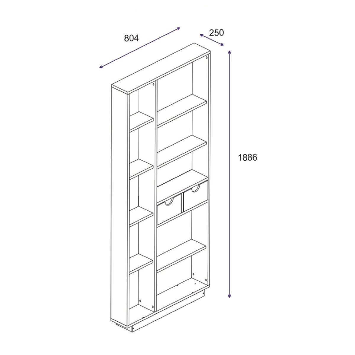 Βιβλιοθήκη με συρτάρια Dakin pakoworld σε oak απόχρωση 80x25x190εκ Βιβλιοθήκη με συρτάρια Dakin pakoworld σε oak απόχρωση 80x25x190εκ