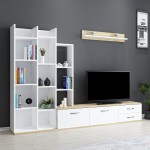 Σύνθετο σαλονιού Leman pakoworld σε λευκή-oak απόχρωση 240x35x154εκ Σύνθετο σαλονιού Leman pakoworld σε λευκή-oak απόχρωση 240x35x154εκ