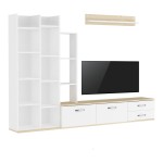 Σύνθετο σαλονιού Leman pakoworld σε λευκή-oak απόχρωση 240x35x154εκ Σύνθετο σαλονιού Leman pakoworld σε λευκή-oak απόχρωση 240x35x154εκ