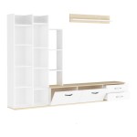 Σύνθετο σαλονιού Leman pakoworld σε λευκή-oak απόχρωση 240x35x154εκ Σύνθετο σαλονιού Leman pakoworld σε λευκή-oak απόχρωση 240x35x154εκ