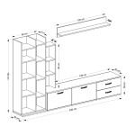Σύνθετο σαλονιού Leman pakoworld σε λευκή-oak απόχρωση 240x35x154εκ Σύνθετο σαλονιού Leman pakoworld σε λευκή-oak απόχρωση 240x35x154εκ
