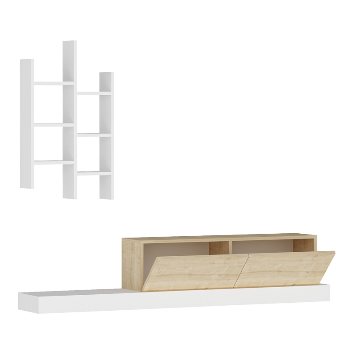 Έπιπλο τηλεόρασης Rumba pakoworld σε λευκή-oak απόχρωση 180x30x31εκ Έπιπλο τηλεόρασης Rumba pakoworld σε λευκή-oak απόχρωση 180x30x31εκ