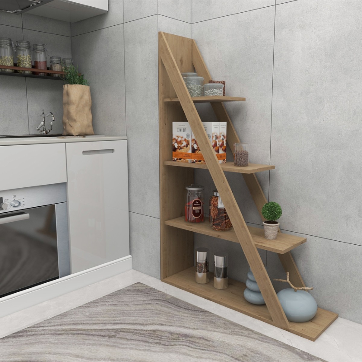 Βιβλιοθήκη Quina pakoworld σε oak απόχρωση 100x30x150εκ Βιβλιοθήκη Quina pakoworld σε oak απόχρωση 100x30x150εκ