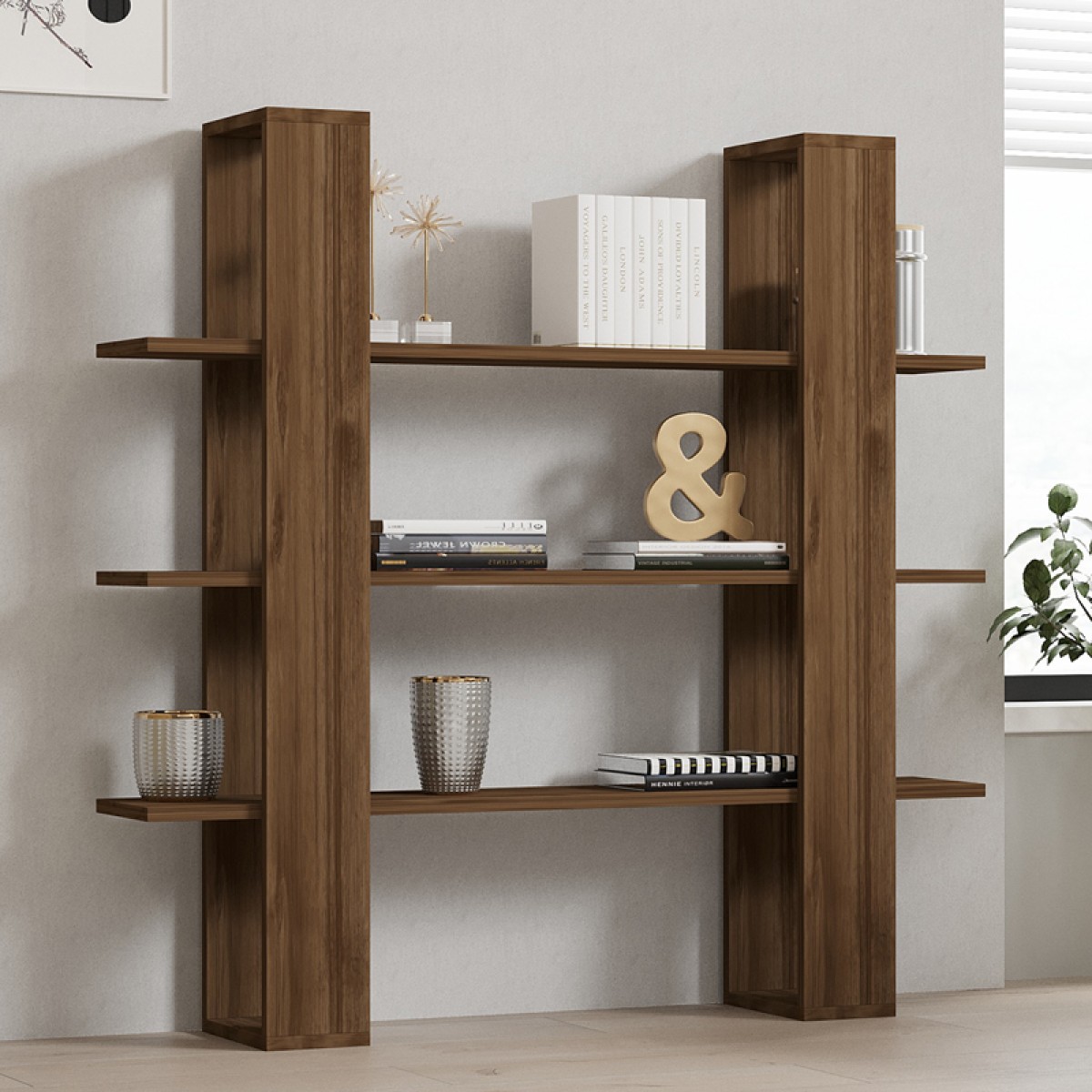 Βιβλιοθήκη Yotek pakoworld σε καρυδί απόχρωση 120x23x120εκ Βιβλιοθήκη Yotek pakoworld σε καρυδί απόχρωση 120x23x120εκ