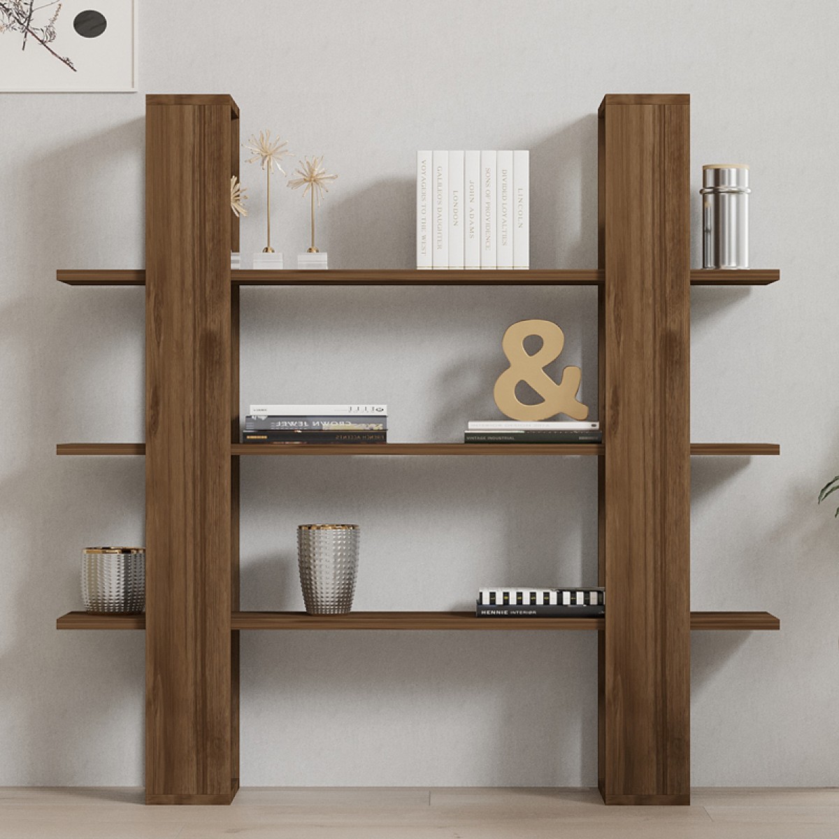 Βιβλιοθήκη Yotek pakoworld σε καρυδί απόχρωση 120x23x120εκ Βιβλιοθήκη Yotek pakoworld σε καρυδί απόχρωση 120x23x120εκ