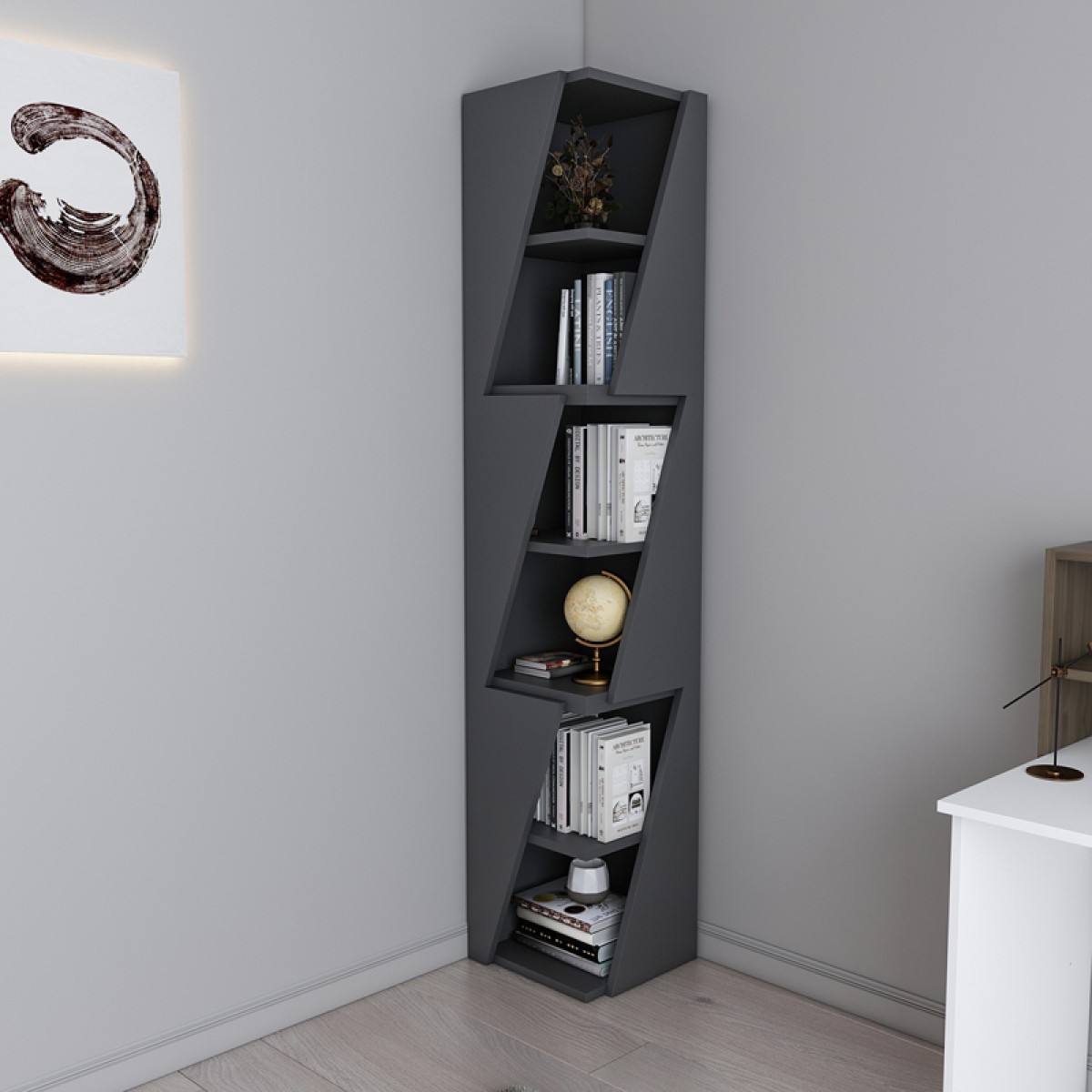 Βιβλιοθήκη στήλη Klaro pakoworld σε ανθρακί απόχρωση 32x32x165εκ Βιβλιοθήκη στήλη Klaro pakoworld σε ανθρακί απόχρωση 32x32x165εκ