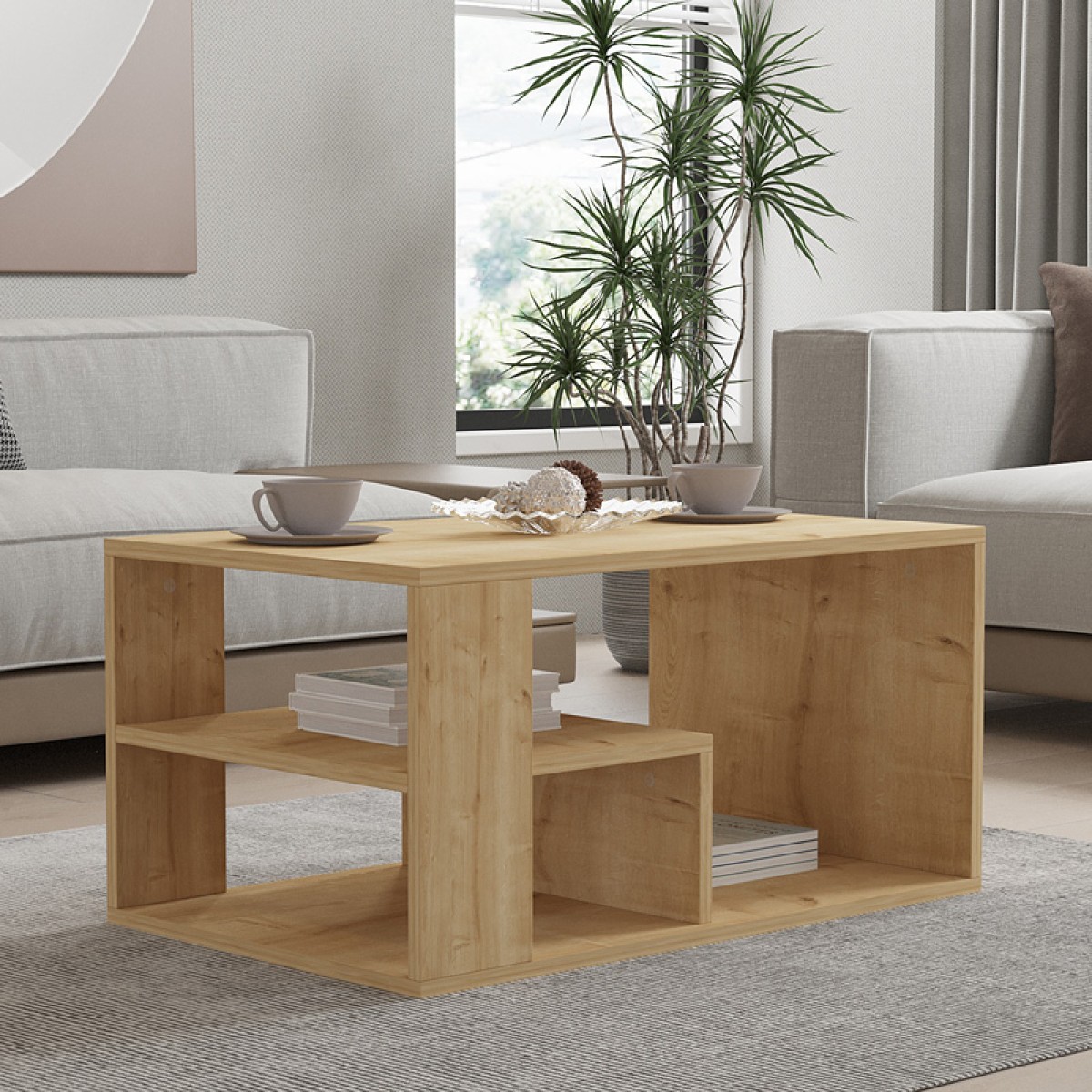 Τραπέζι σαλονιού Sobu pakoworld σε oak απόχρωση 80x50x40εκ Τραπέζι σαλονιού Sobu pakoworld σε oak απόχρωση 80x50x40εκ