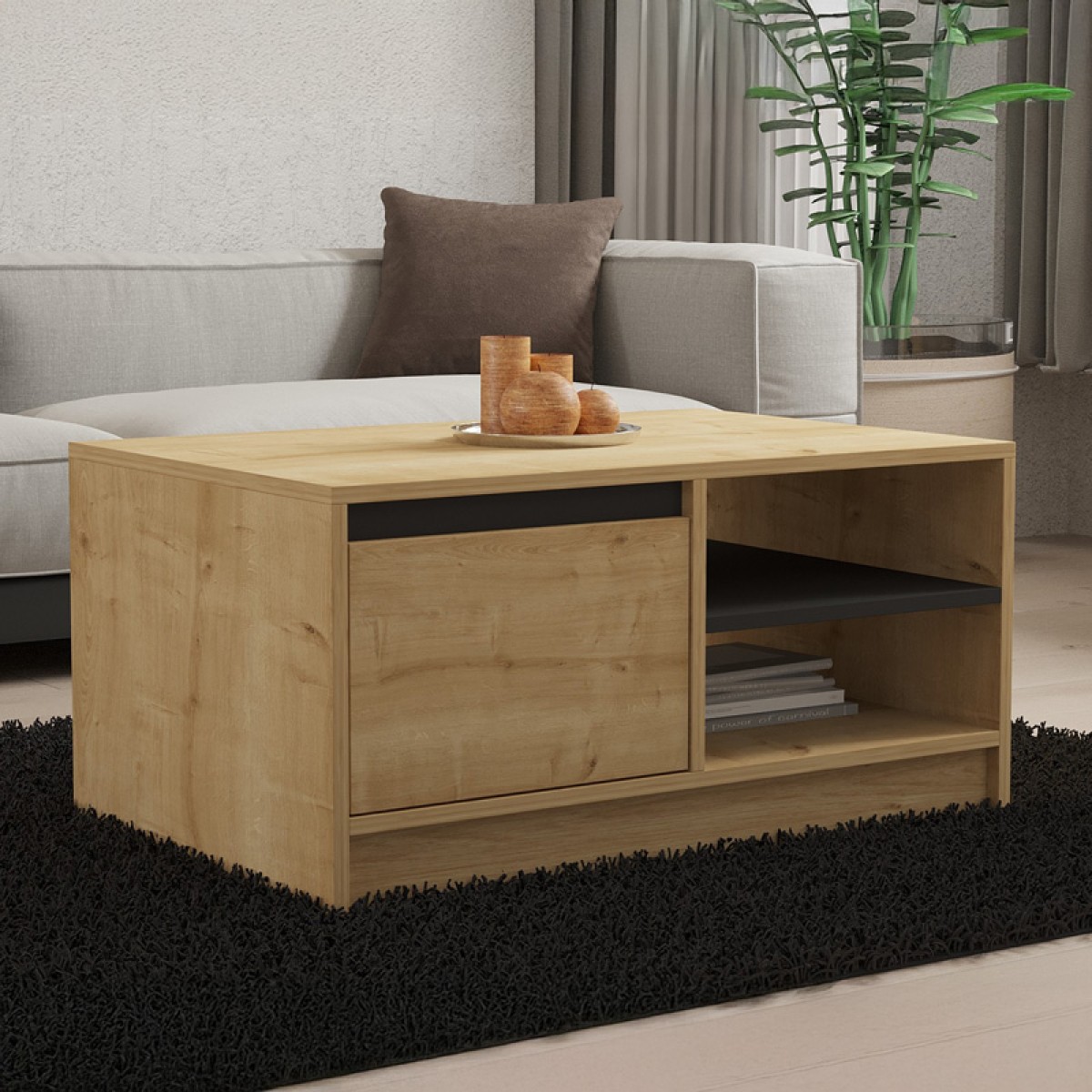 Τραπέζι σαλονιού Narli pakoworld σε oak απόχρωση 90x60x45εκ Τραπέζι σαλονιού Narli pakoworld σε oak απόχρωση 90x60x45εκ