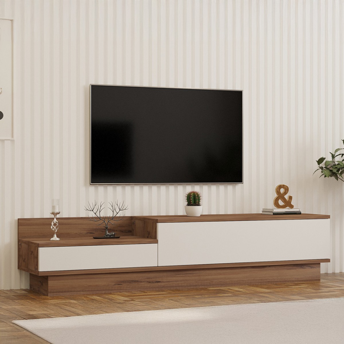 Έπιπλο τηλεόρασης Eclipse pakoworld σε κρεμ-oak απόχρωση 160x35x35εκ Έπιπλο τηλεόρασης Eclipse pakoworld σε κρεμ-oak απόχρωση 160x35x35εκ