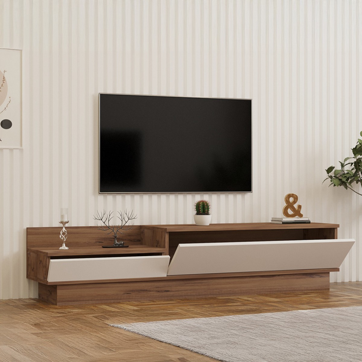 Έπιπλο τηλεόρασης Eclipse pakoworld σε κρεμ-oak απόχρωση 160x35x35εκ Έπιπλο τηλεόρασης Eclipse pakoworld σε κρεμ-oak απόχρωση 160x35x35εκ