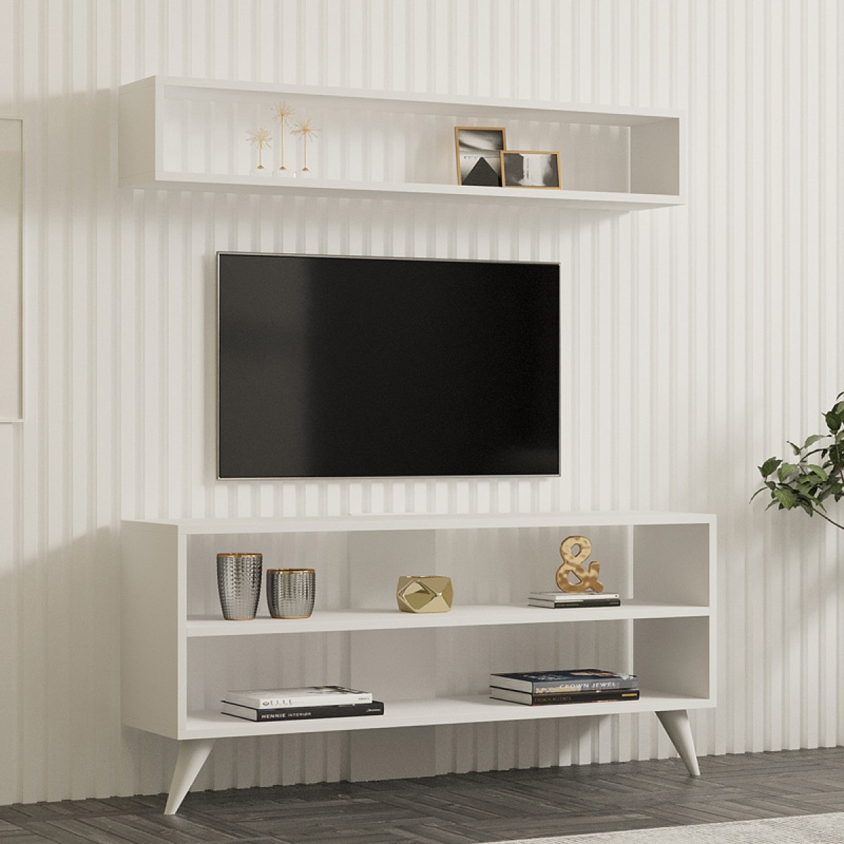 Σύνθετο σαλονιού Prestige pakoworld σε λευκή απόχρωση 120x29,6x50εκ Σύνθετο σαλονιού Prestige pakoworld σε λευκή απόχρωση 120x29,6x50εκ