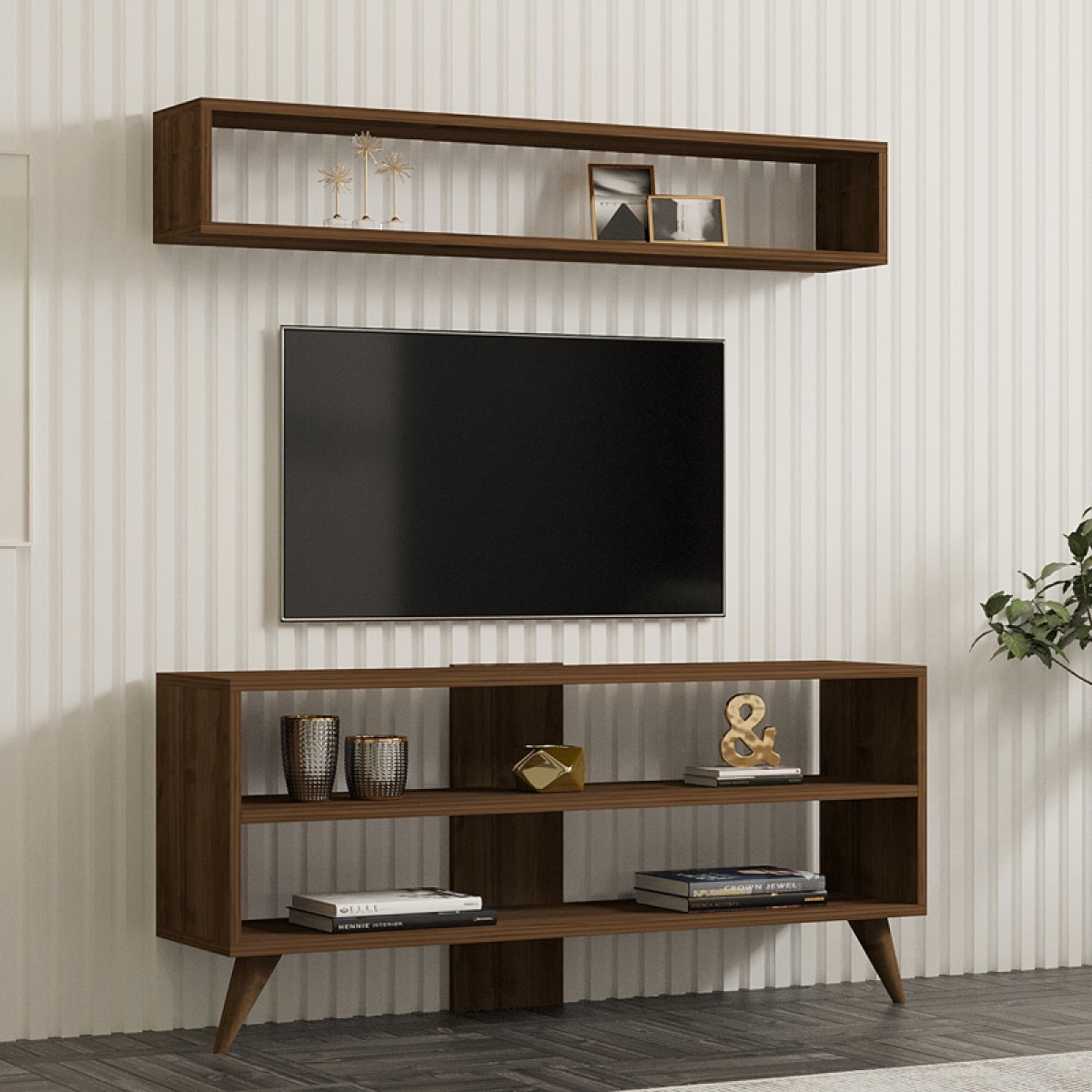 Σύνθετο σαλονιού Prestige pakoworld σε καρυδί απόχρωση 120x29,6x50εκ Σύνθετο σαλονιού Prestige pakoworld σε καρυδί απόχρωση 120x29,6x50εκ