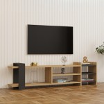 Έπιπλο τηλεόρασης Rinia pakoworld σε oak-ανθρακί απόχρωση 153,60x26x40εκ