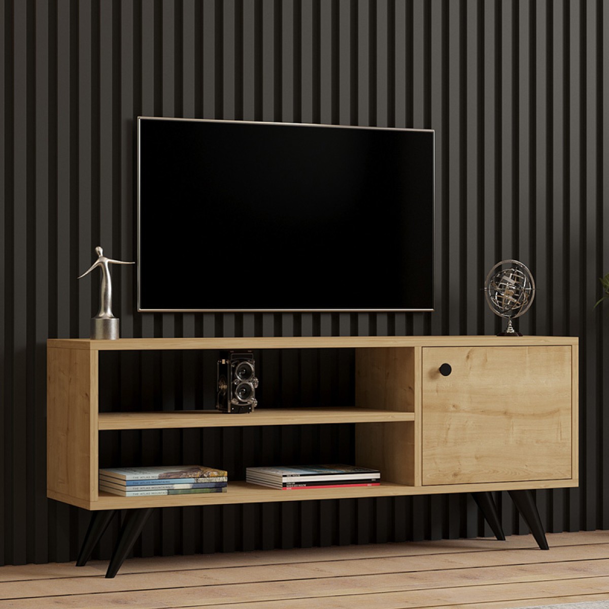 Έπιπλο τηλεόρασης Wison pakoworld σε oak απόχρωση 120x29x50εκ Έπιπλο τηλεόρασης Wison pakoworld σε oak απόχρωση 120x29x50εκ