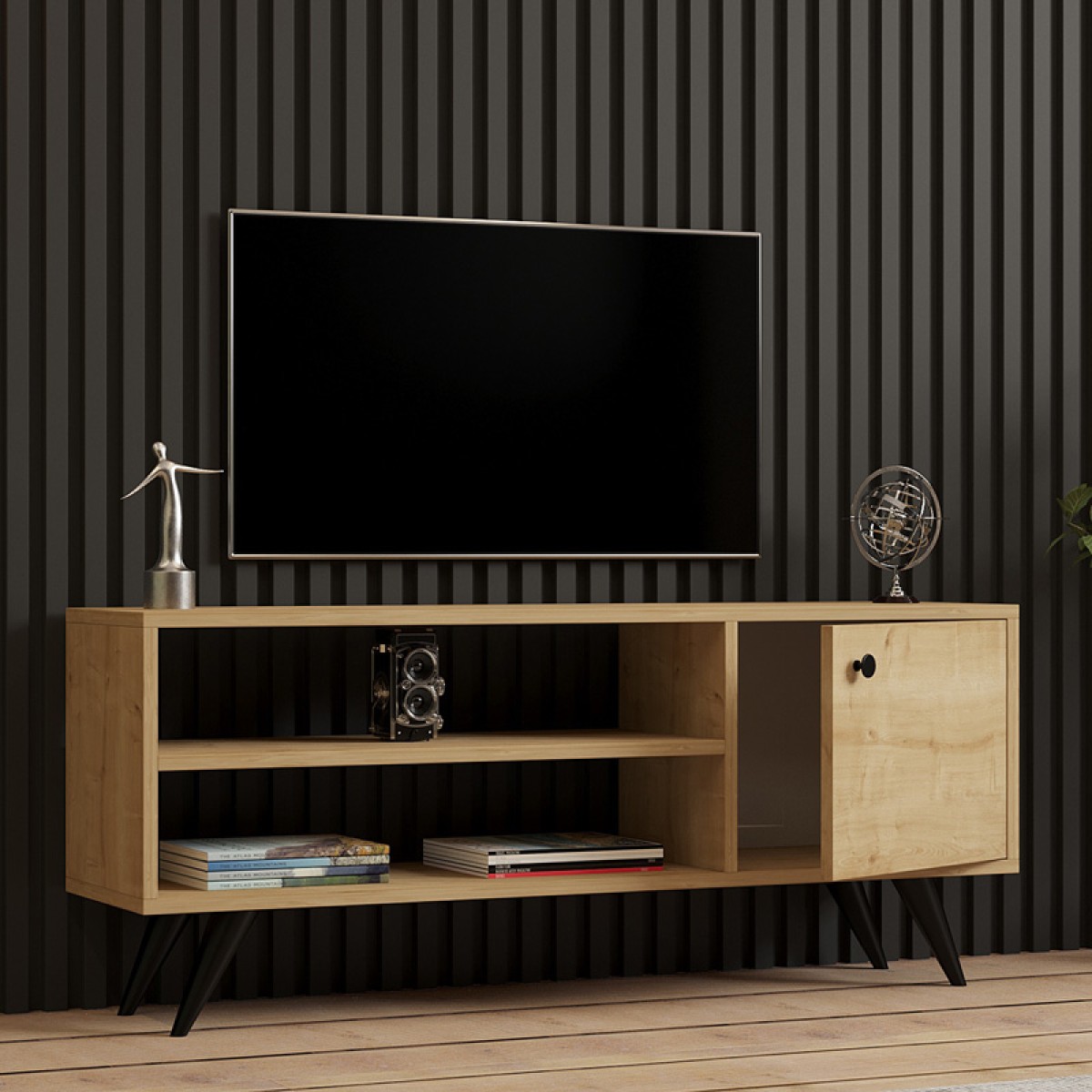 Έπιπλο τηλεόρασης Wison pakoworld σε oak απόχρωση 120x29x50εκ Έπιπλο τηλεόρασης Wison pakoworld σε oak απόχρωση 120x29x50εκ