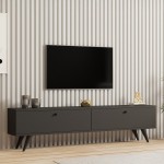 Έπιπλο τηλεόρασης Jate pakoworld σε ανθρακί απόχρωση 160x25x40εκ
