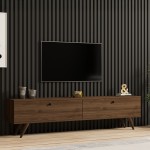Έπιπλο τηλεόρασης Jate pakoworld σε καρυδί απόχρωση 160x25x40εκ