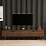 Έπιπλο τηλεόρασης Jate pakoworld σε καρυδί απόχρωση 160x25x40εκ