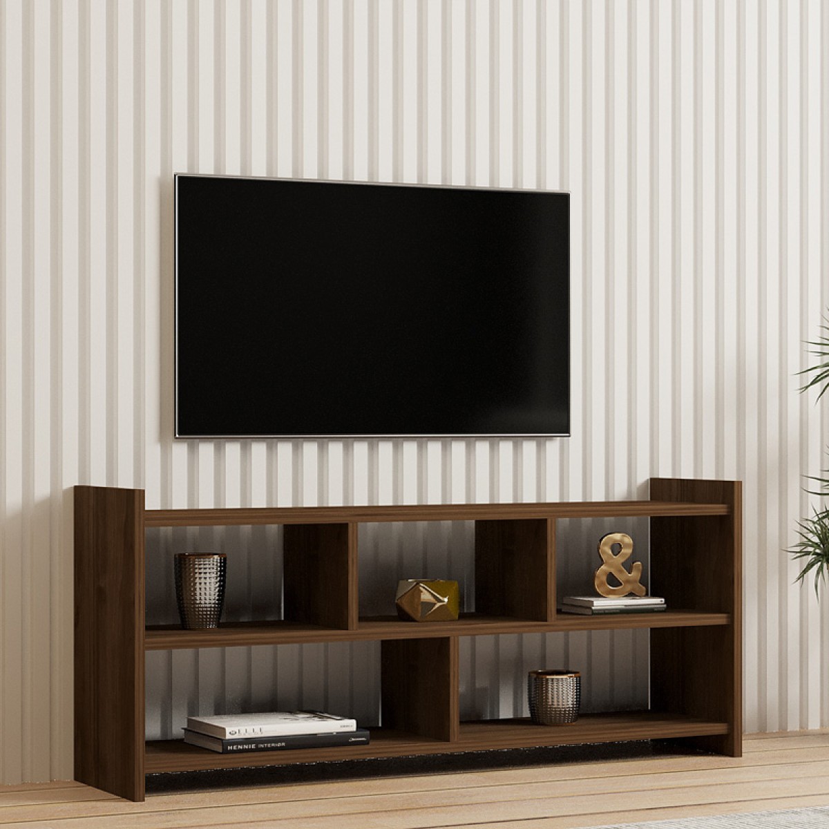 Έπιπλο τηλεόρασης Kapri pakoworld σε καρυδί απόχρωση 120x28x55εκ Έπιπλο τηλεόρασης Kapri pakoworld σε καρυδί απόχρωση 120x28x55εκ