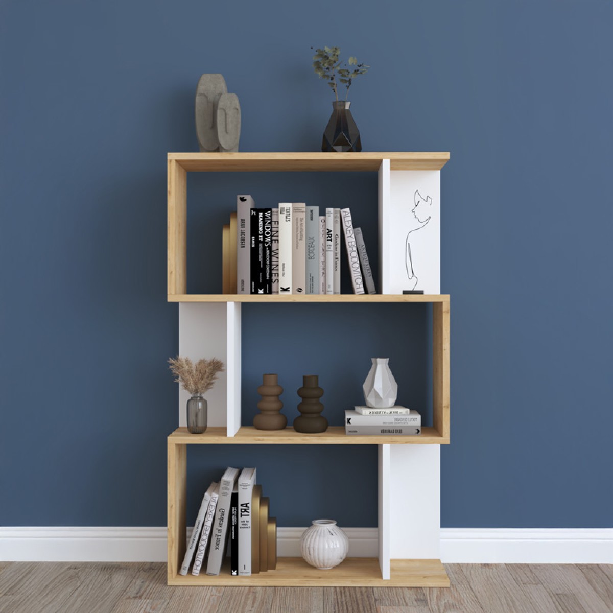 Βιβλιοθήκη Kadu pakoworld σε oak-λευκή απόχρωση 72x22x108εκ Βιβλιοθήκη Kadu pakoworld σε oak-λευκή απόχρωση 72x22x108εκ