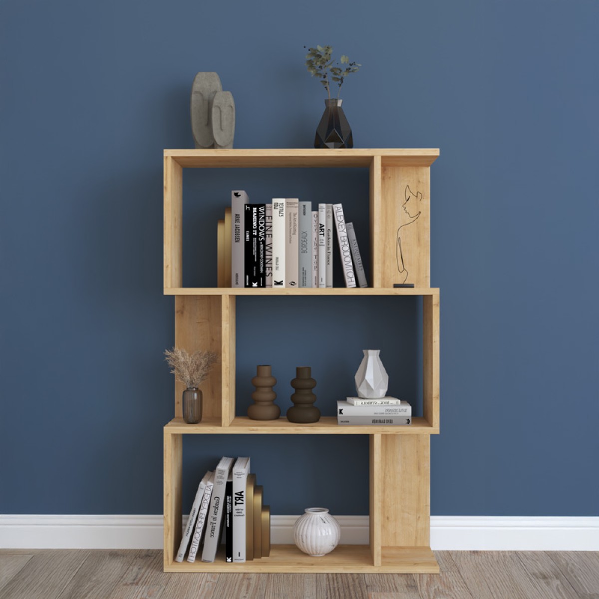 Βιβλιοθήκη Kadu pakoworld σε oak απόχρωση 72x22x108εκ Βιβλιοθήκη Kadu pakoworld σε oak απόχρωση 72x22x108εκ