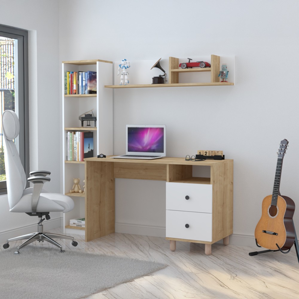 Σύνθεση γραφείου Kontor pakoworld sonoma-λευκό 160x50x162εκ