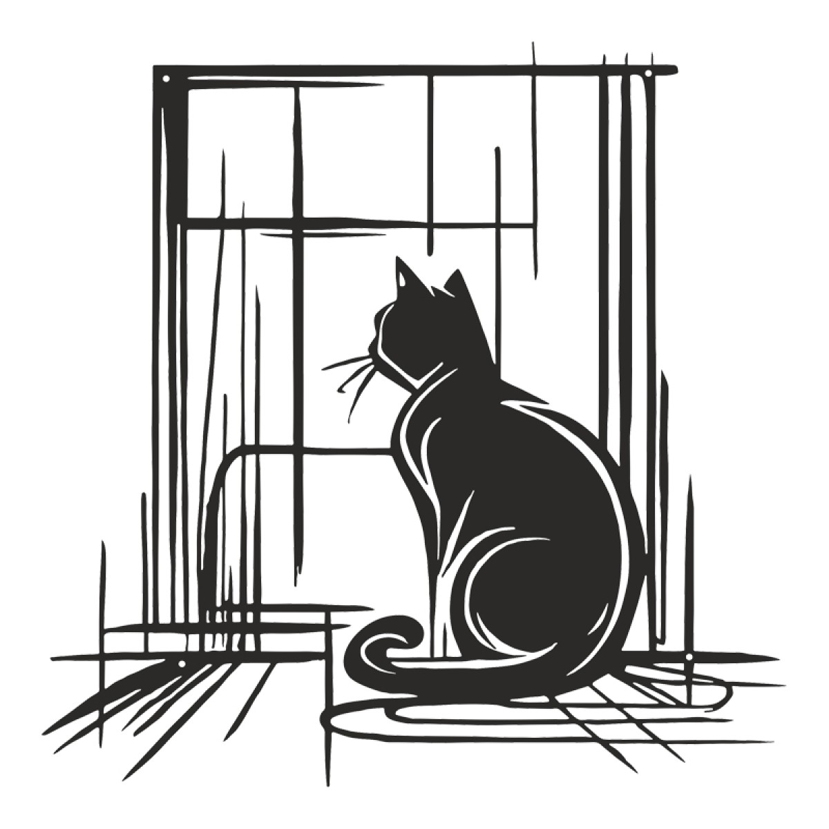 Διακοσμητικό τοίχου Caten pakooworld μαύρο μεταλλικό 50x0,15x50εκ