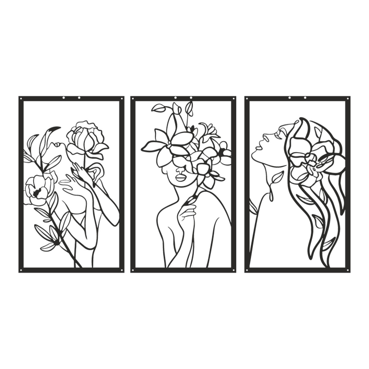 Διακοσμητικό τοίχου Witho pakooworld σετ 3τεμ μαύρο μεταλλικό 30x0,15x50εκ