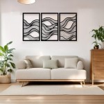 Διακοσμητικό τοίχου Ocena pakooworld σετ 3τεμ μαύρο μεταλλικό 30x0,15x50εκ