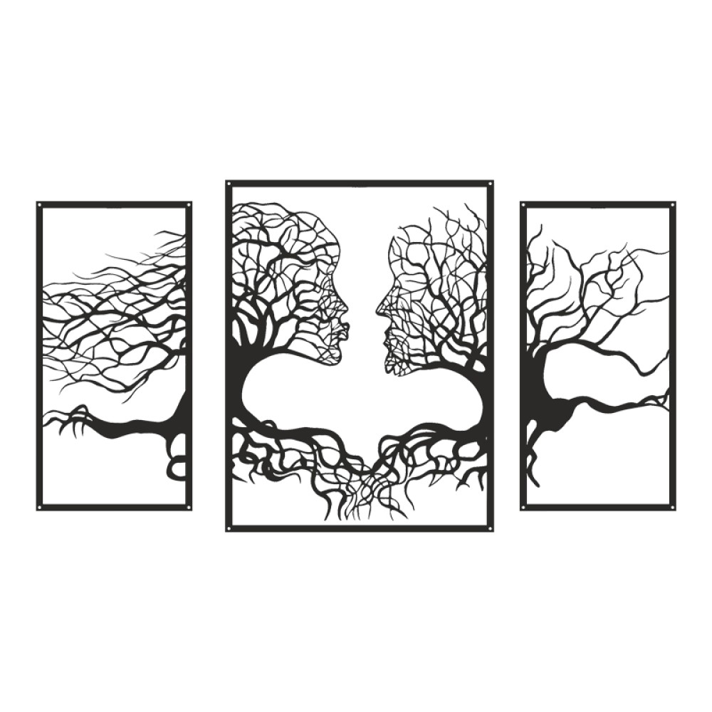 Διακοσμητικό τοίχου Connecto pakooworld σετ 3τεμ μαύρο μεταλλικό