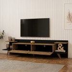Έπιπλο τηλεόρασης Astry pakoworld oak με ανθρακί 180x36,8x45εκ