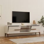 Έπιπλο τηλεόρασης Eslem pakoworld λευκό με καρυδί 160x34,6x48,1εκ