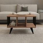 Τραπέζι σαλονιού Pena pakoworld sonoma με μαύρο 90x60x39,5εκ
