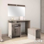 Τουαλέτα κρεβατοκάμαρας OLYMPUS pakoworld με καθρέπτη και σκαμπό χρώμα castillo-toro Τουαλέτα κρεβατοκάμαρας OLYMPUS pakoworld με καθρέπτη και σκαμπό χρώμα castillo-toro