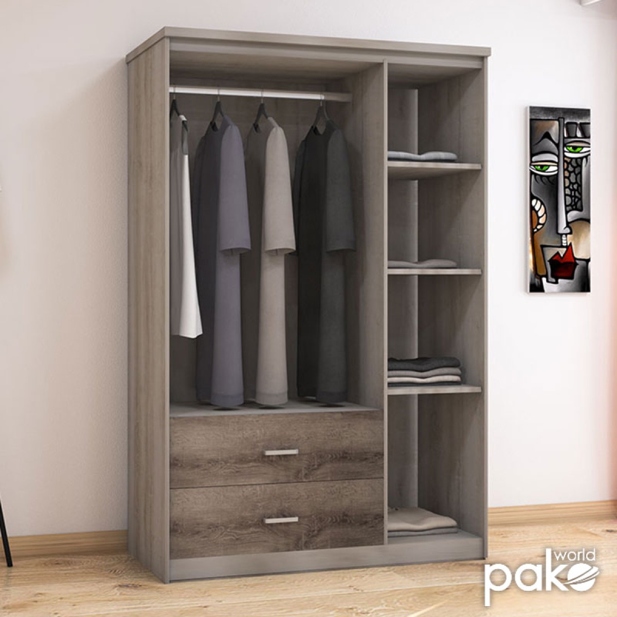 Ντουλάπα ρούχων τρίφυλλη OLYMPUS pakoworld χρώμα castillo-toro 120x57x183εκ Ντουλάπα ρούχων τρίφυλλη OLYMPUS pakoworld χρώμα castillo-toro 120x57x183εκ