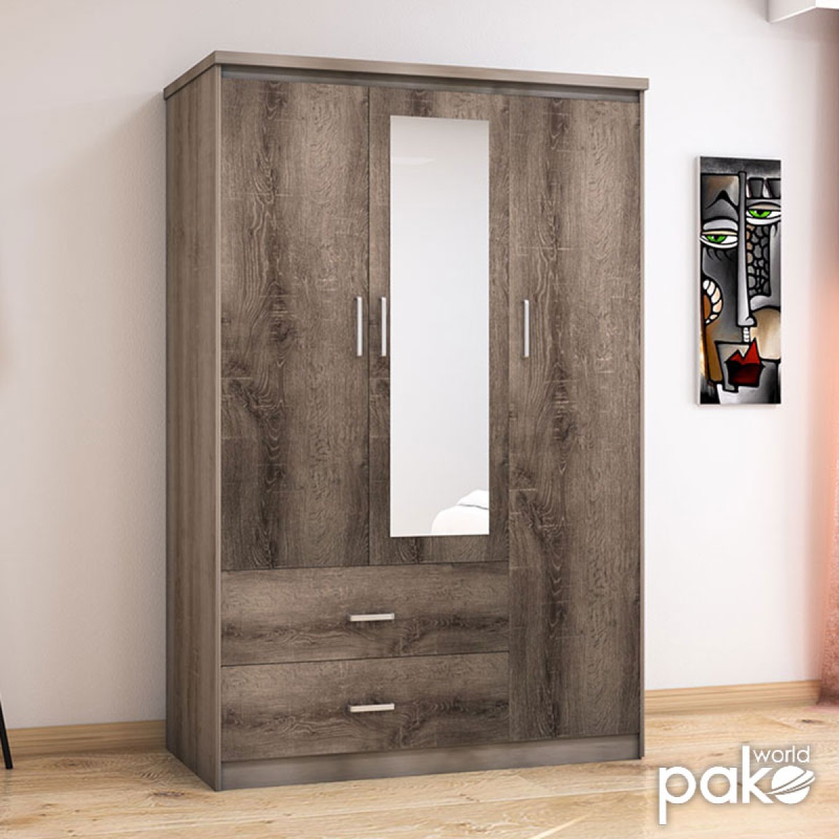 Ντουλάπα ρούχων τρίφυλλη OLYMPUS pakoworld χρώμα castillo-toro 120x57x183εκ Ντουλάπα ρούχων τρίφυλλη OLYMPUS pakoworld χρώμα castillo-toro 120x57x183εκ